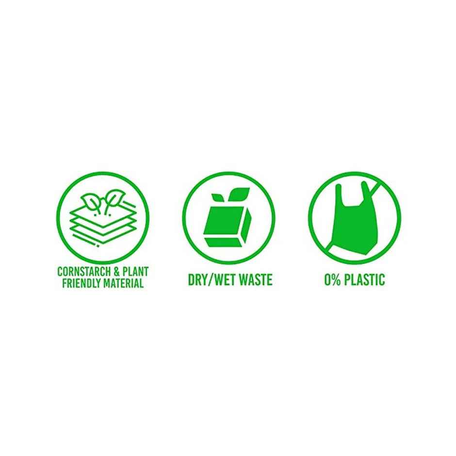 Earthmate Green Leaf Compostable Garbage Bags - Green Small | 17 x 19 Inch