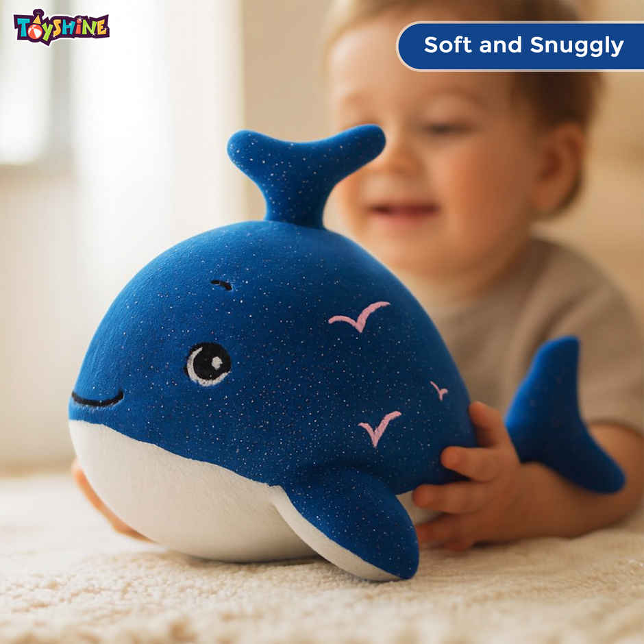 Spanker Blue Whale Soft Toy Cute Plush Whale for Kids Decor - 26 cm