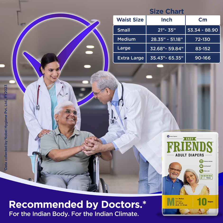 Friends Adult Diaper Tape | Easy Type | M | 28.35 - 51.18 inch