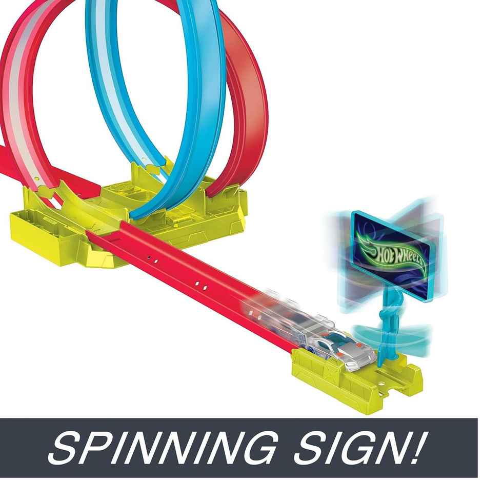 Mattel Hot Wheels Neon Speeders Track Set, Laser Stunt Slamway with 1 Mattel Hot Wheels Car