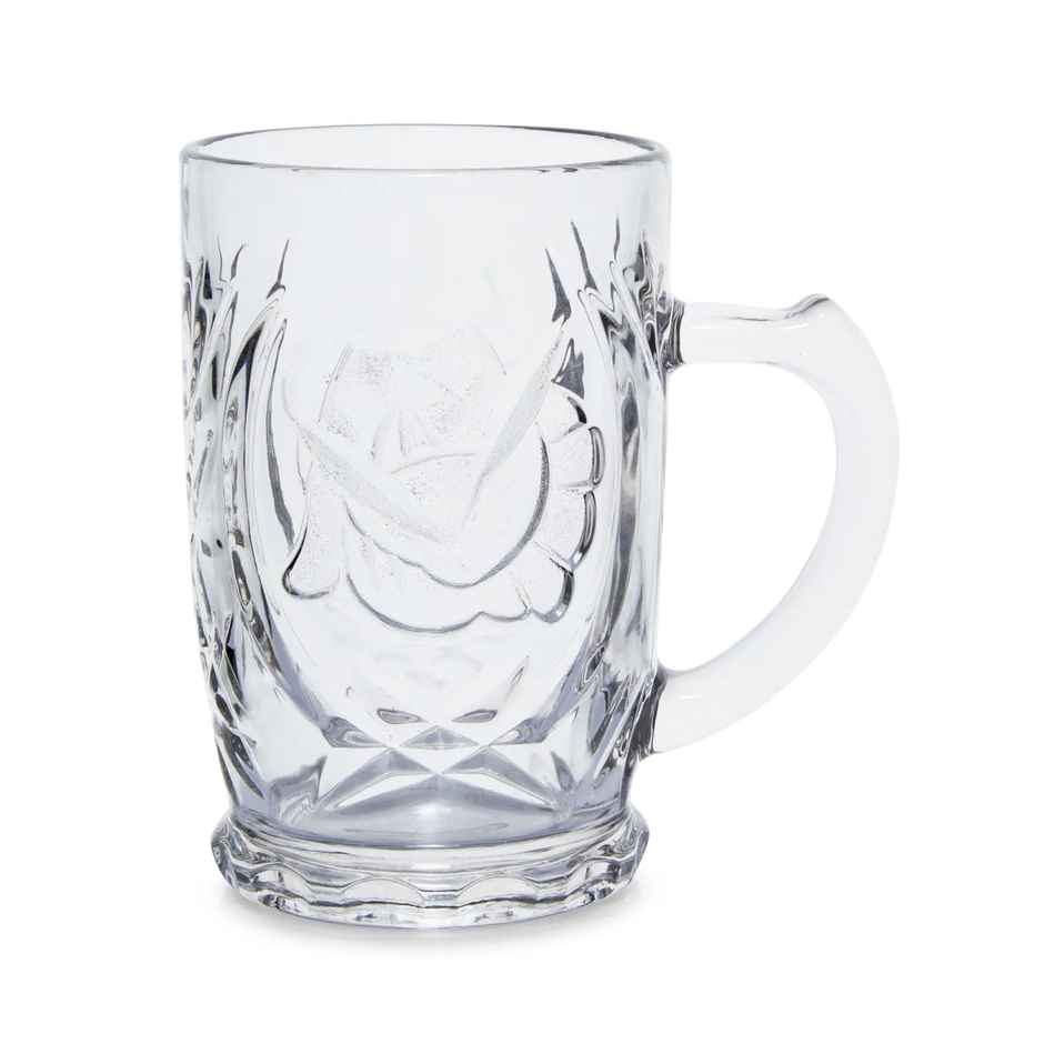 Roxx Ariba Mug Set | 410 ml | Textured Glass | Durable | Hot & Cold Drinks | Transparent