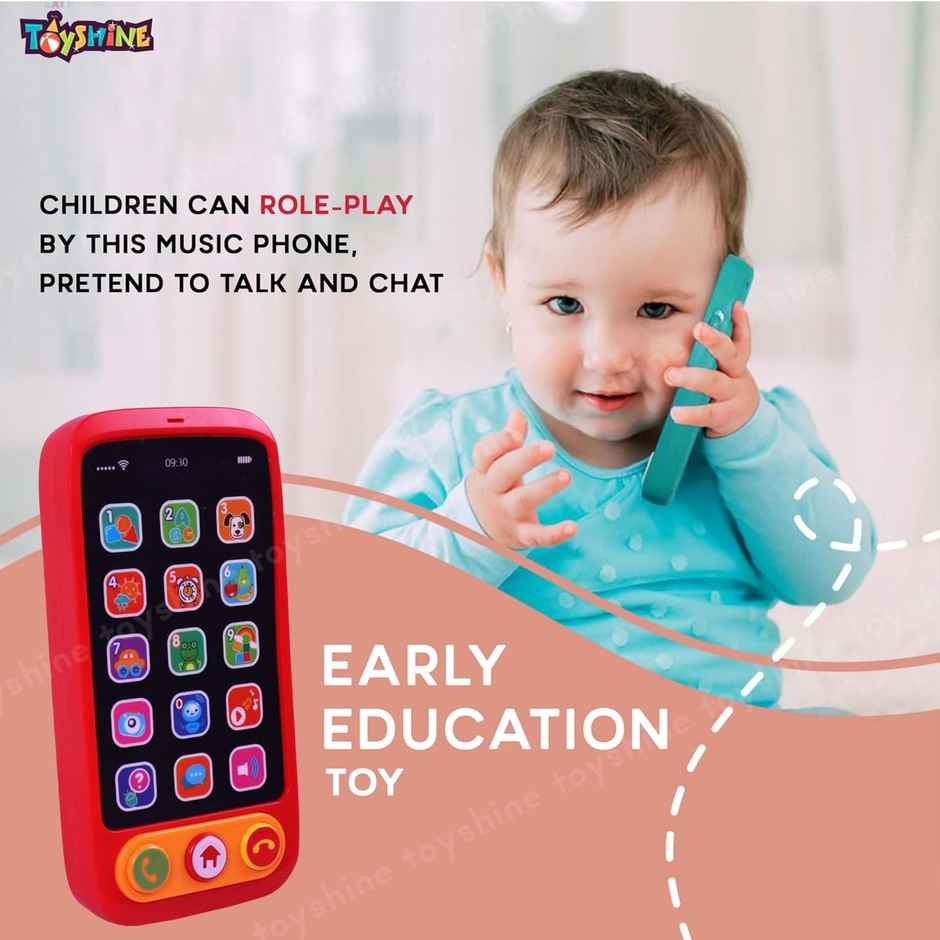 Toyshine Battery-Operated Cell Phone Toy with 15 Touch Buttons for Kids (Colour May Vary)