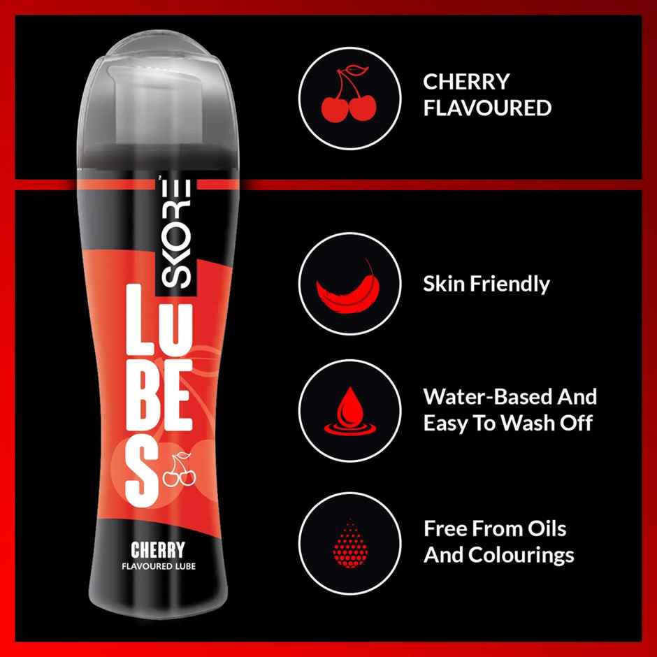 Skore Tremor Twinfold Double Sensations Vibrator For Men & Women (1pc) & Skore Lubes - Cherry Flavour (50ml) Combo