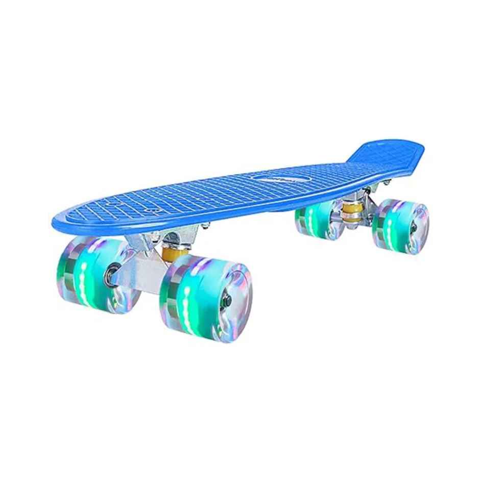 Strauss Cruiser Penny Board with LED Wheels, (Blue)