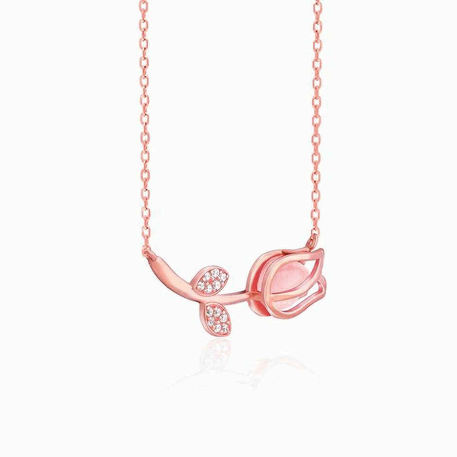 Giva Anushka Sharma Rose Gold Pink Quartz Flower Necklace