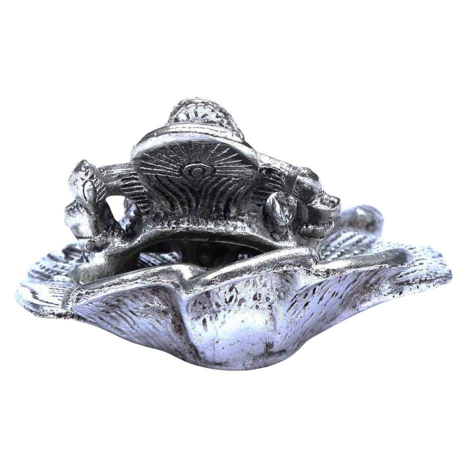 Ganesh Ji Silver Plated Idol on Flower | Devnidhi