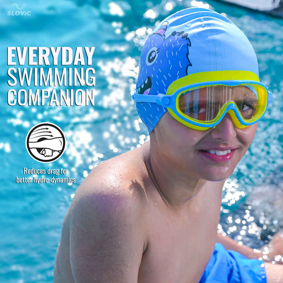 Slovic Kids Swimming Cap - Stretchable, Leak-Proof & Soft Comfort Fit