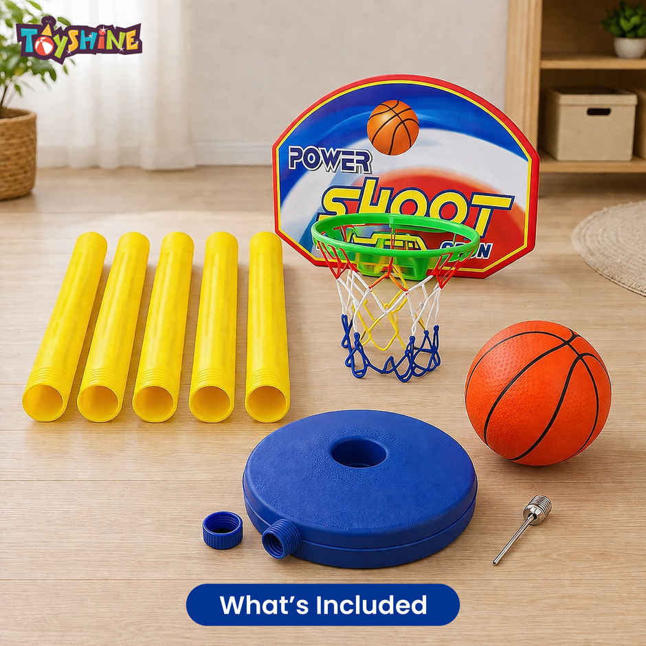 Toyshine Adjustable Basketball Hoop Set with Ball, Indoor & Outdoor Sports Fun, Multicolor