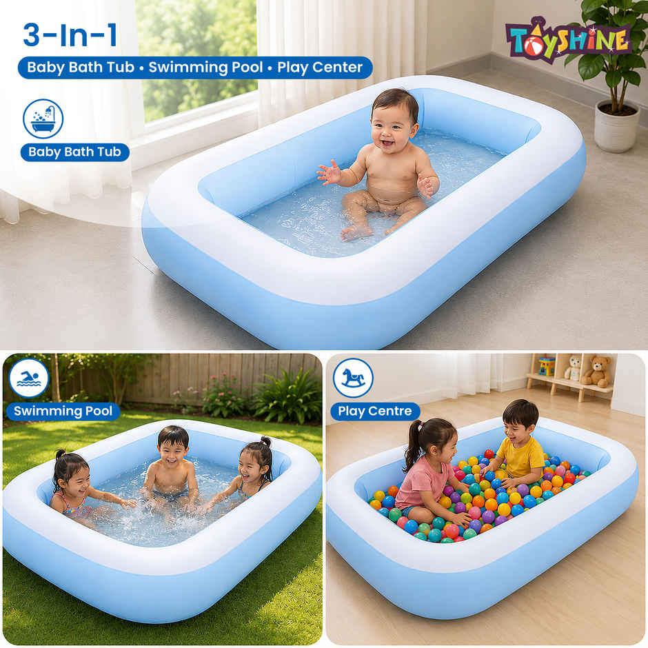 Toyshine Intex Big Rectangular Kids Pool | Blue (Ages 2-5)