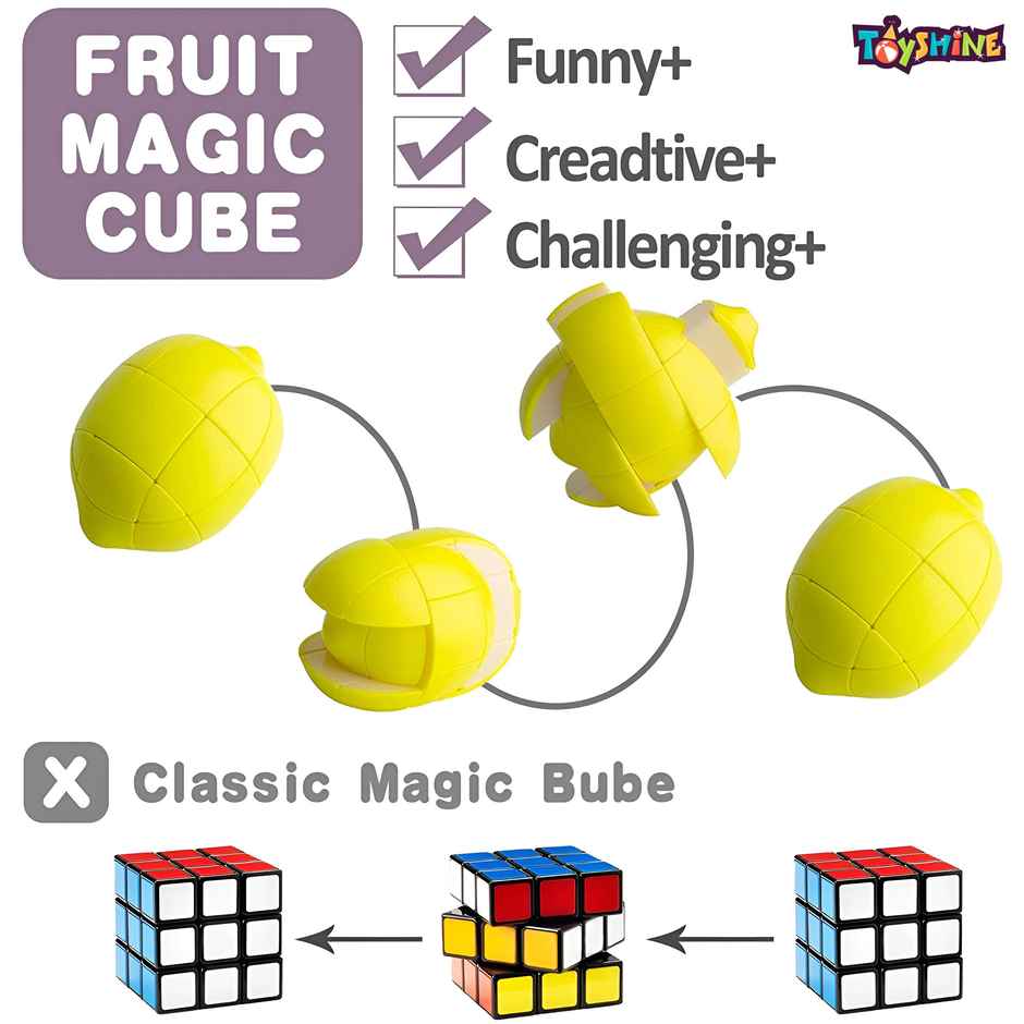 Toyshine Lemon Shaped Magic Speed Cube 3x3 - Stress Relief & Puzzle Toy for Kids & Adults
