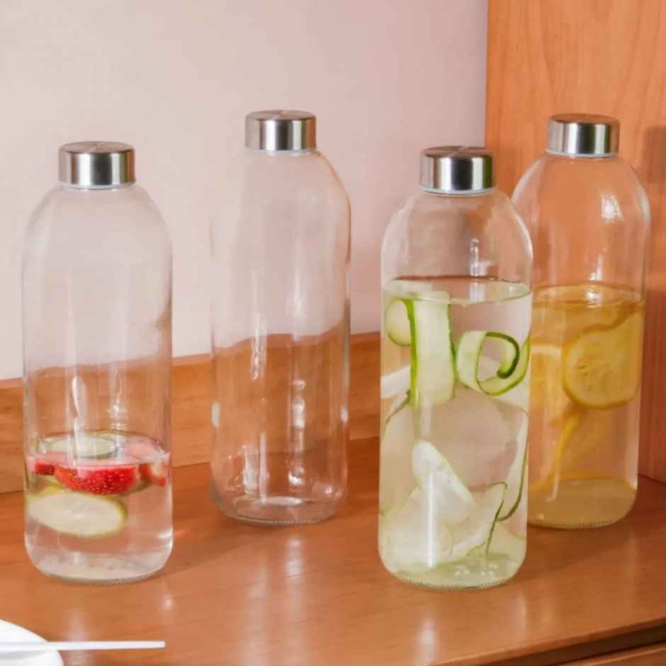 Nestasia Borosilicate Glass Water Bottles 1L Set Of 4