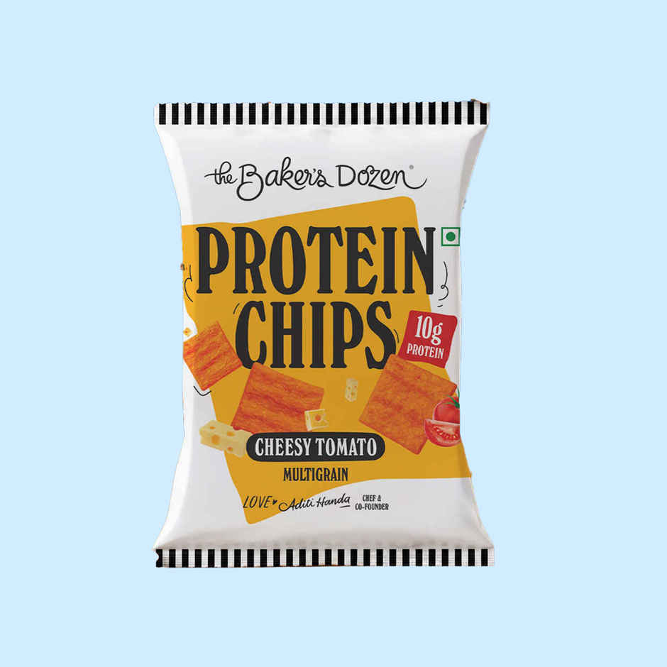 The Baker's Dozen Protein Chips Cheesy Tomato Multigrain | 10g Protein | Baked | Healthy Snacks