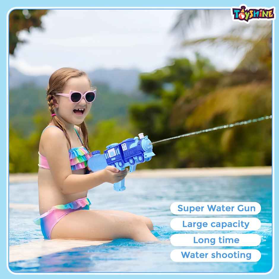 Toyshine Train Model High Pressure Water Gun - Holi Toy With 400ml Tank | Blue