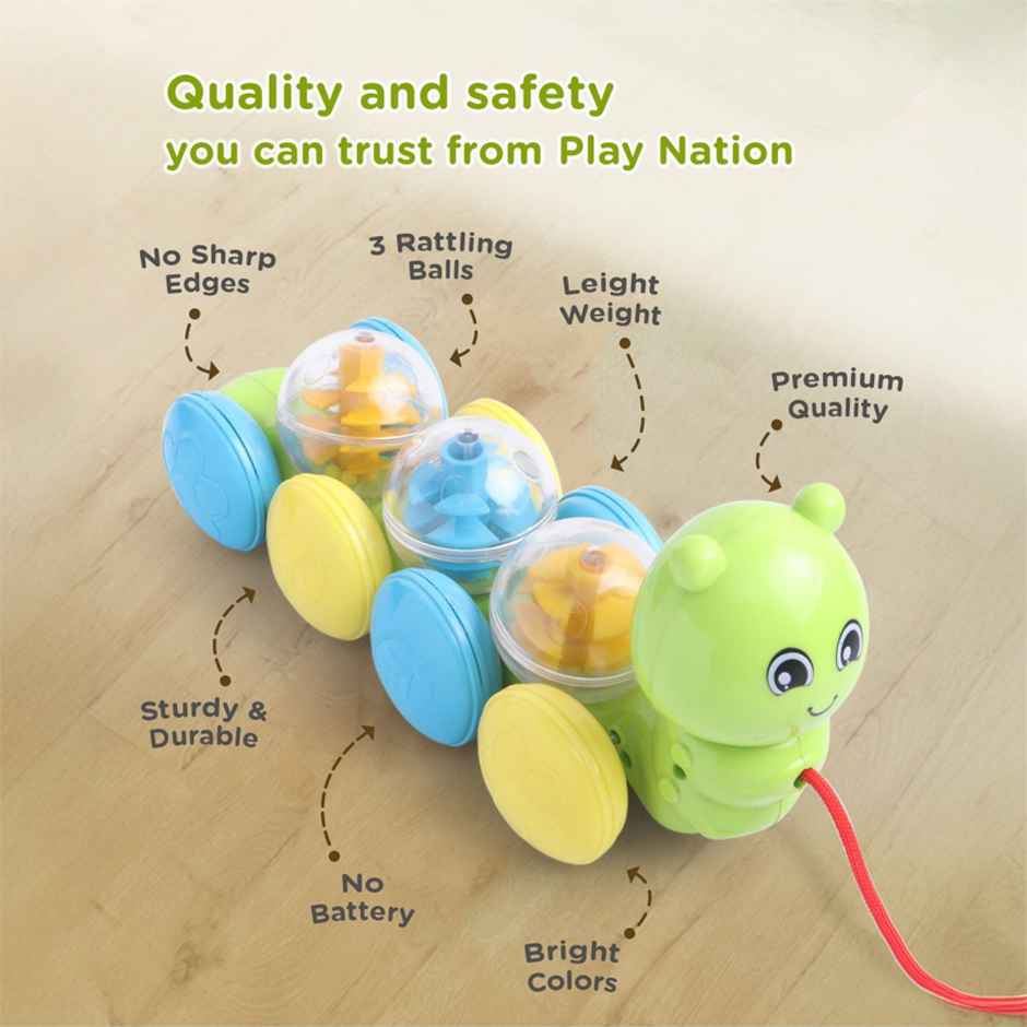 PlayNation Pull Along Caterpillar Toy - Green