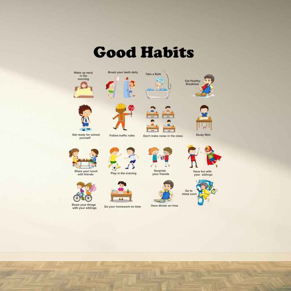 BAY6 Good Habits Removable Sticker - 95cm | Pack Of 1