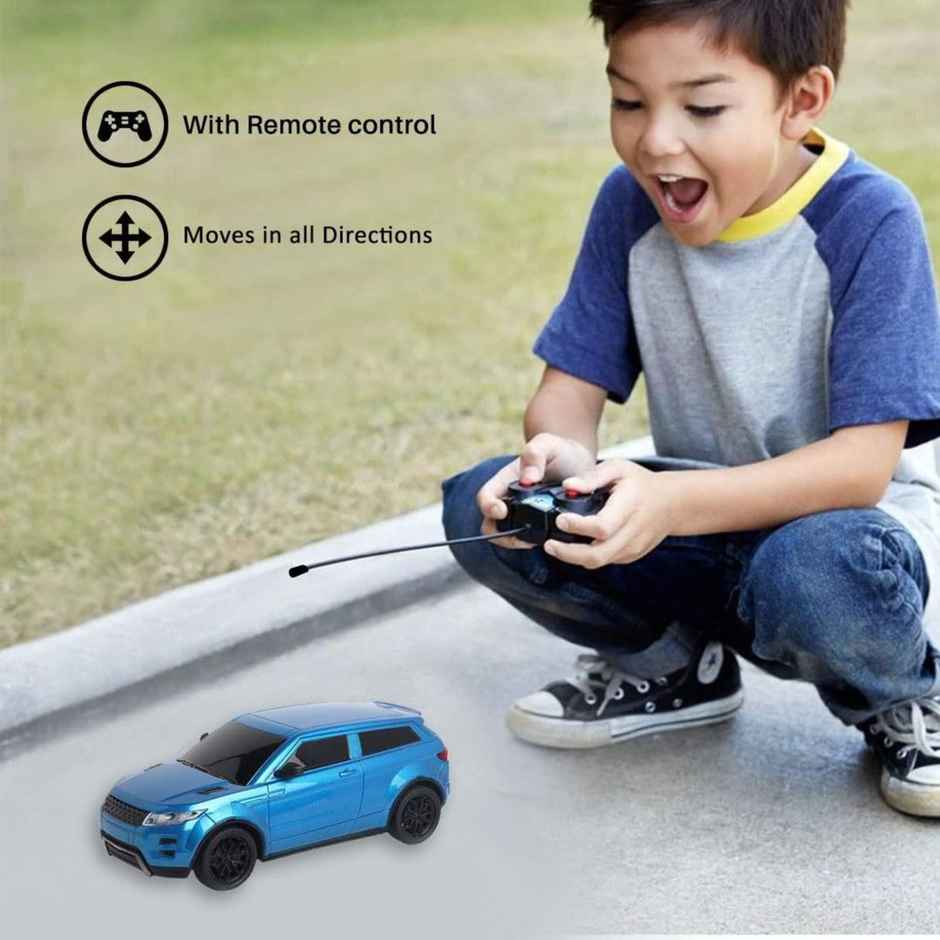 Wembley Rc Car High Speed Mini 1:24 Scale Usb Rechargeable Remote Control Car For Kids-Blue & Black