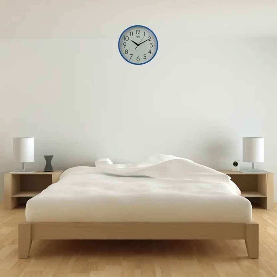 Ajanta Analog 30 cm x 30 cm Wall Clock | Blue | With Glass | Standard