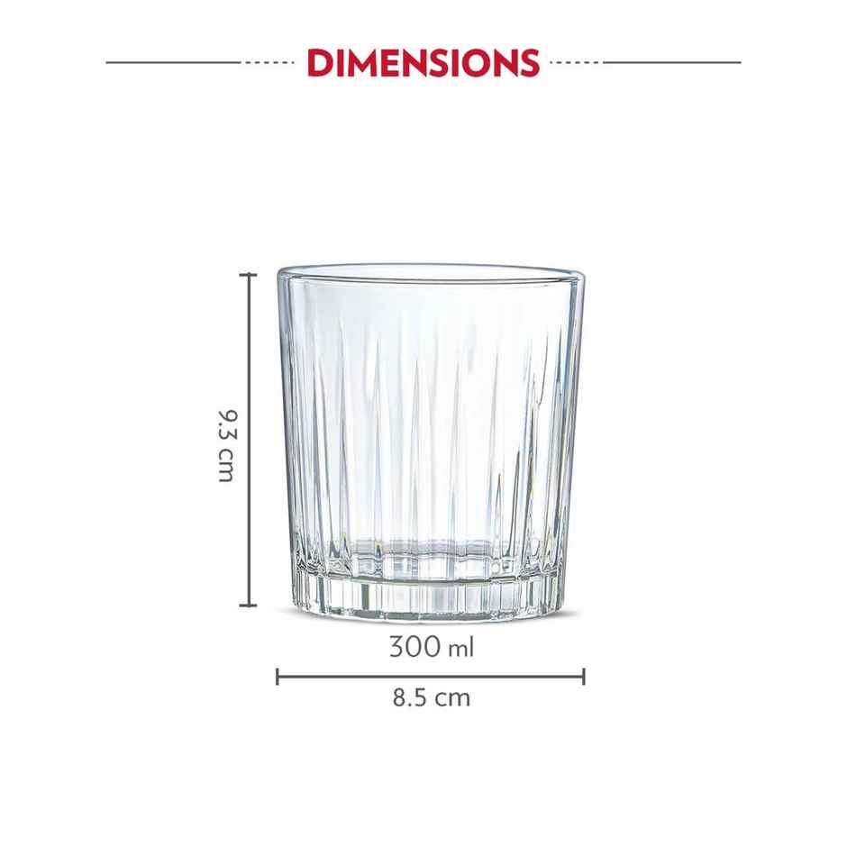 Charm Whiskey Glass Tumbler Set | 300 ml | 6 pcs | Made in India | Borosilicate Glass
