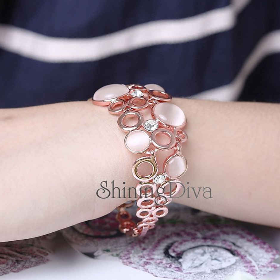 Shining Diva Fashion 18k Rose Gold Classic Femme Opal Stylish Bracelet for Girls and Women | 9574b