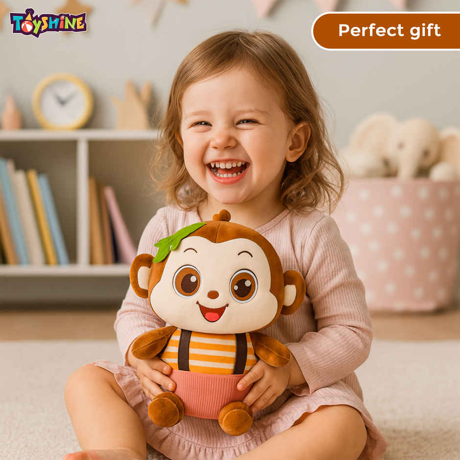 Spanker Monkey Soft Toy Cute Plush Animal with Shirt - 27 cm