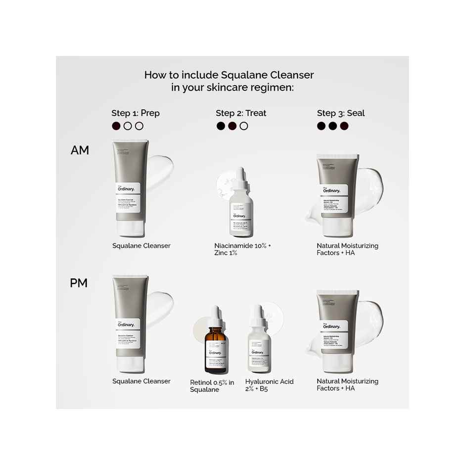 The Ordinary Niacinamide 10% + Zinc 1% (60ml) & The Ordinary Squalane Cleanser (50ml) & The Ordinary Squalane + Amino Acids Lip Balm (15ml) Combo