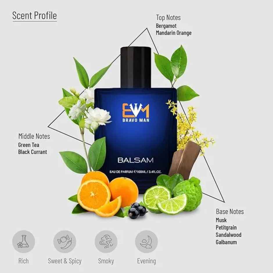 Bravoman Balsam | Eau De Parfum | Perfume For Men | Citrus Aromatic Fruity Spicy Woody