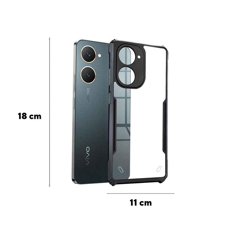 Kwine Case Vivo Y18 / T3 Lite / Y18E / Y03 Back Cover - Black Bordered Transparent Case