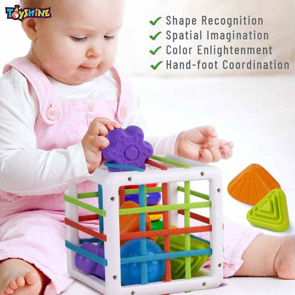 Toyshine Shape Sorter Montessori Toy, Activity Cube for Babies & Toddlers, 6-18 Months
