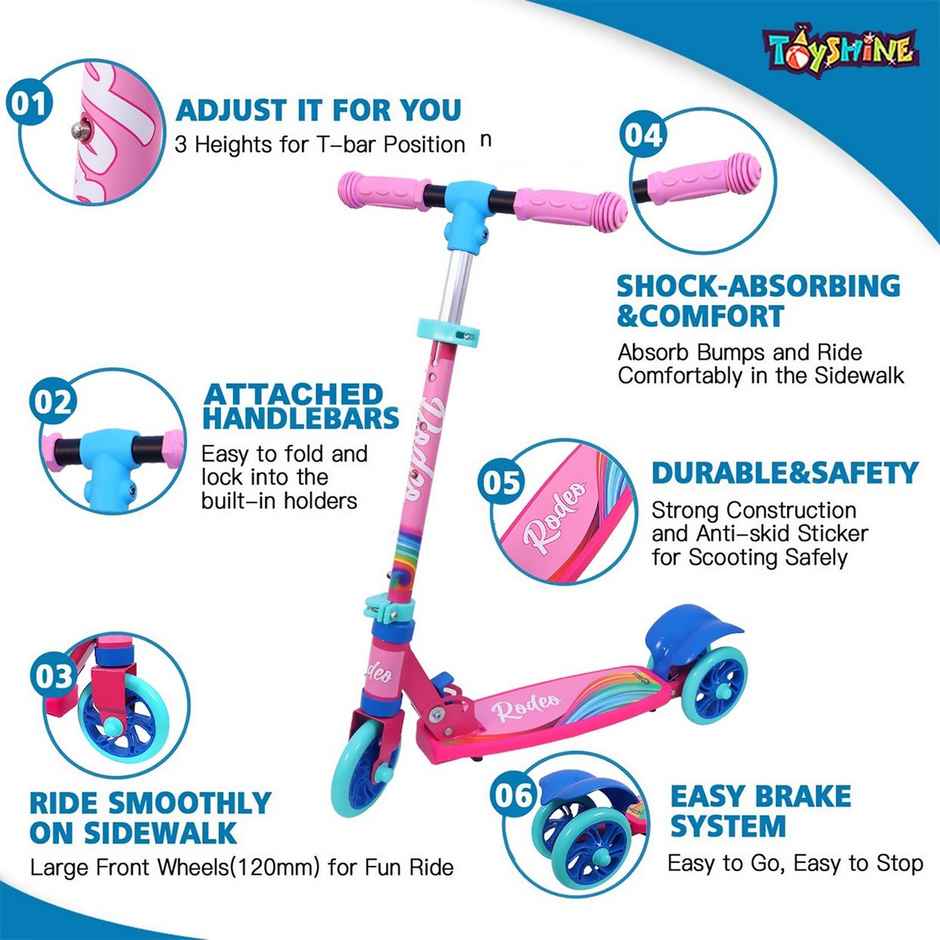 Toyshine Rodeo Runner 3 Wheel Kids Scooter (Pink, 3+ Years)(Box)