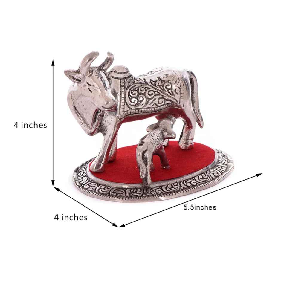 eCraftIndia White Metal Cow and Calf