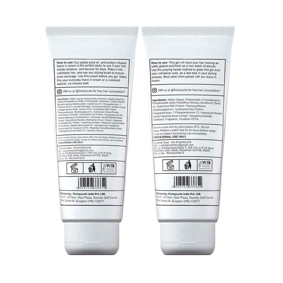 Fix My Curls Protein Styling Duo Enriched With Jojoba Oil & Sunflower Oil|Curl Defining Cream & Gel