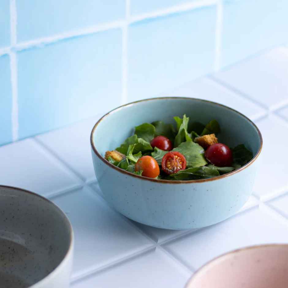 BAY6 Minto Series Round Melamine Serving Bowl -5.5"-Blue Speckle -Set of 2