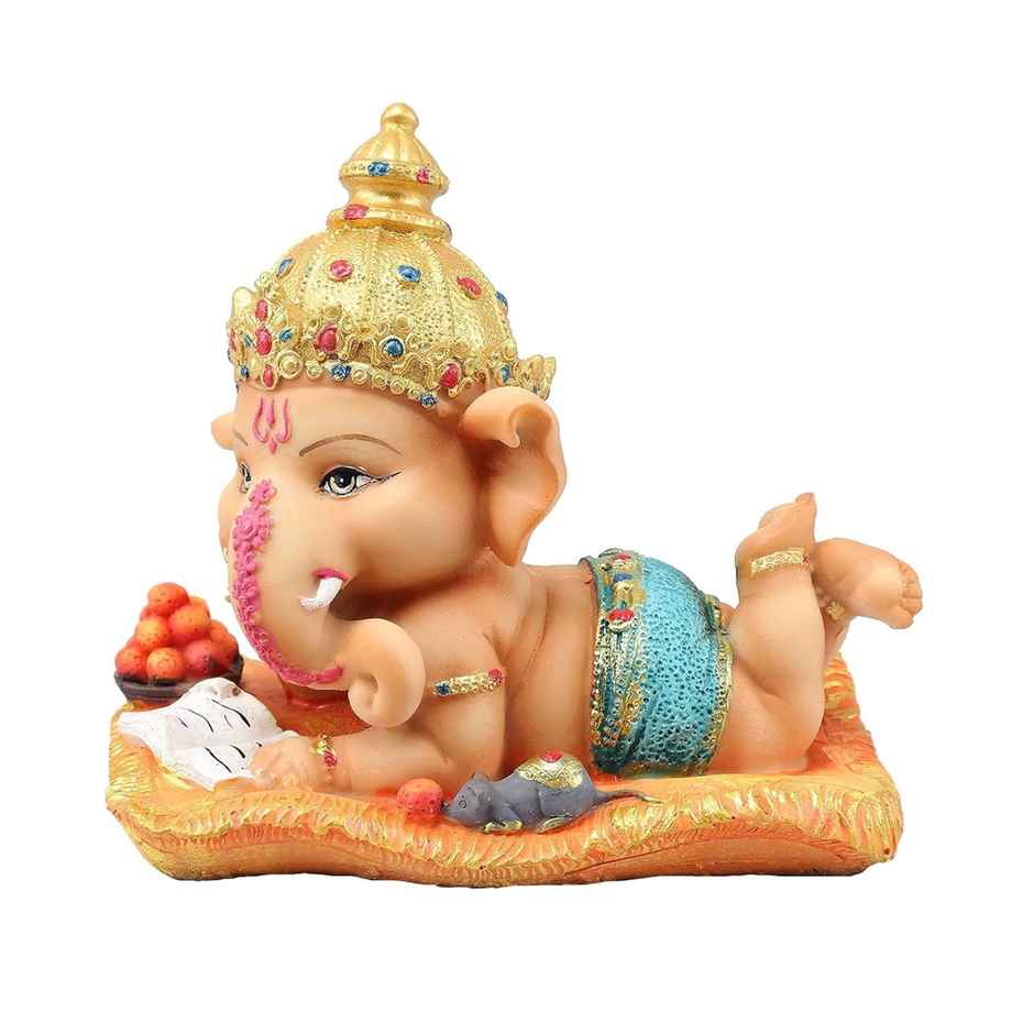 Tied Ribbons Ganesh Idol Statue Showpiece (16 Cm)