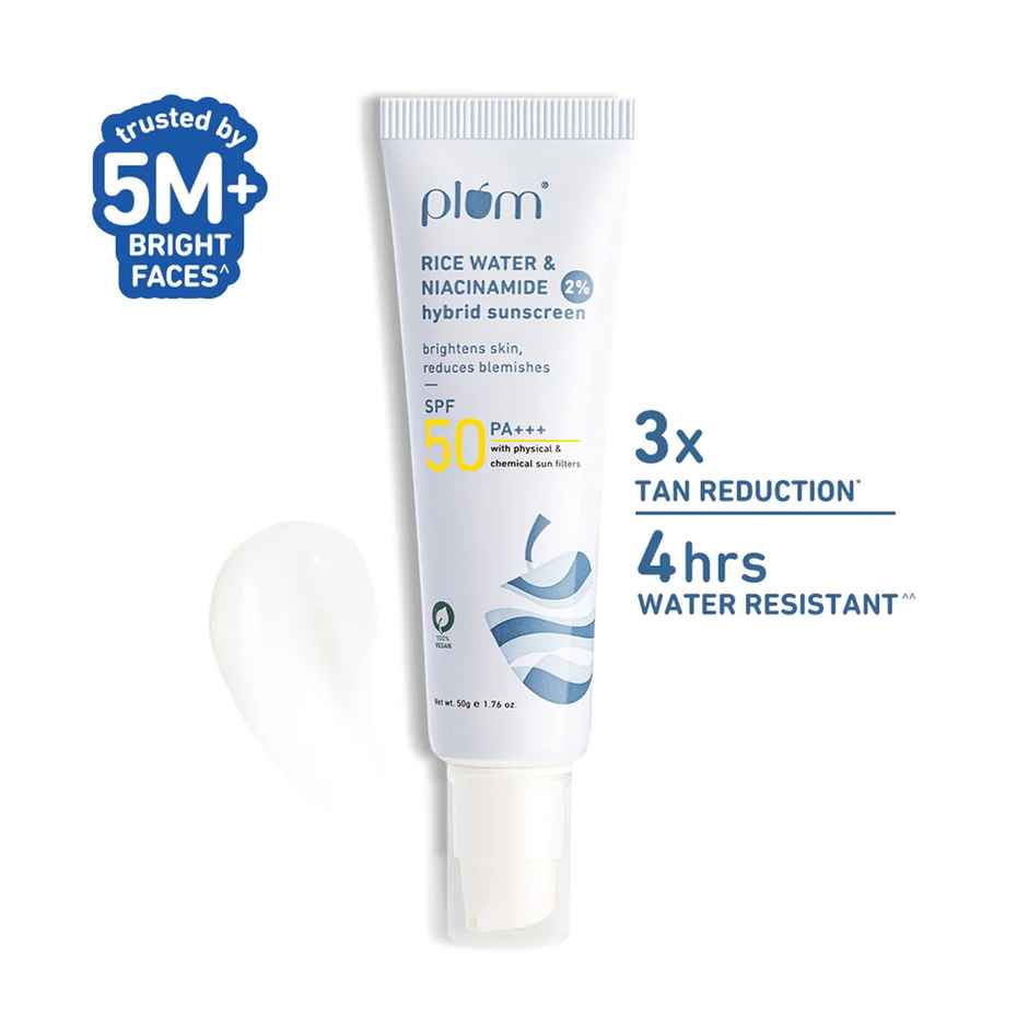 Plum 2% Niacinamide & Rice Water Hybrid Face Sunscreen With SPF 50