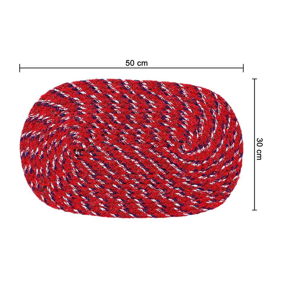 Homeharmony Anti- Skid Red & Blue Cotton Floor Mat | 50 x 30 cm
