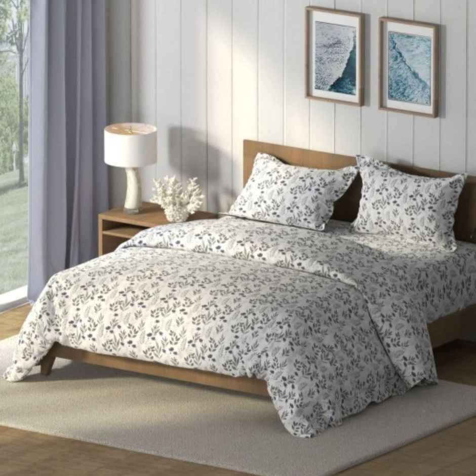 Nautica Super Soft 100% Cotton Fabric Comforter for All Weather | Double Size | Floral | Grey