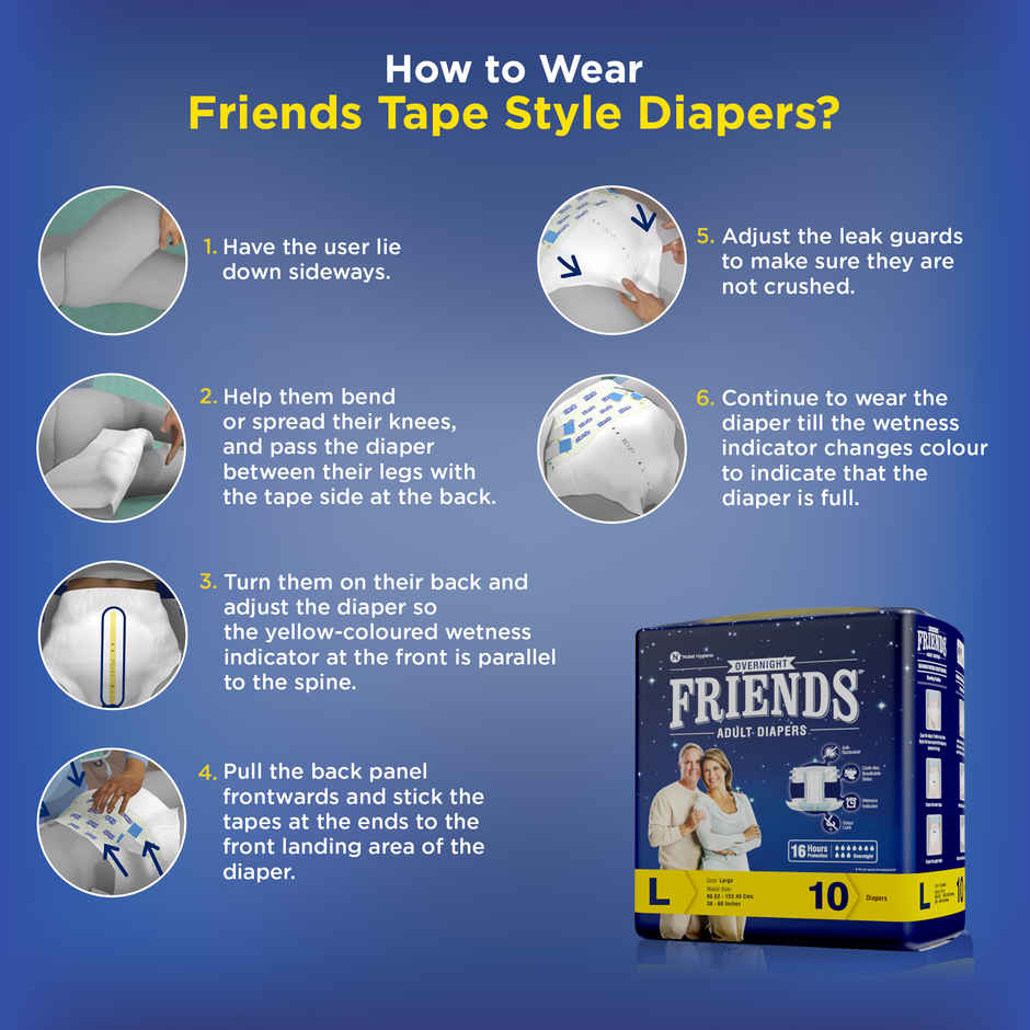 Friends Overnight Adult Diapers Tape Style Large