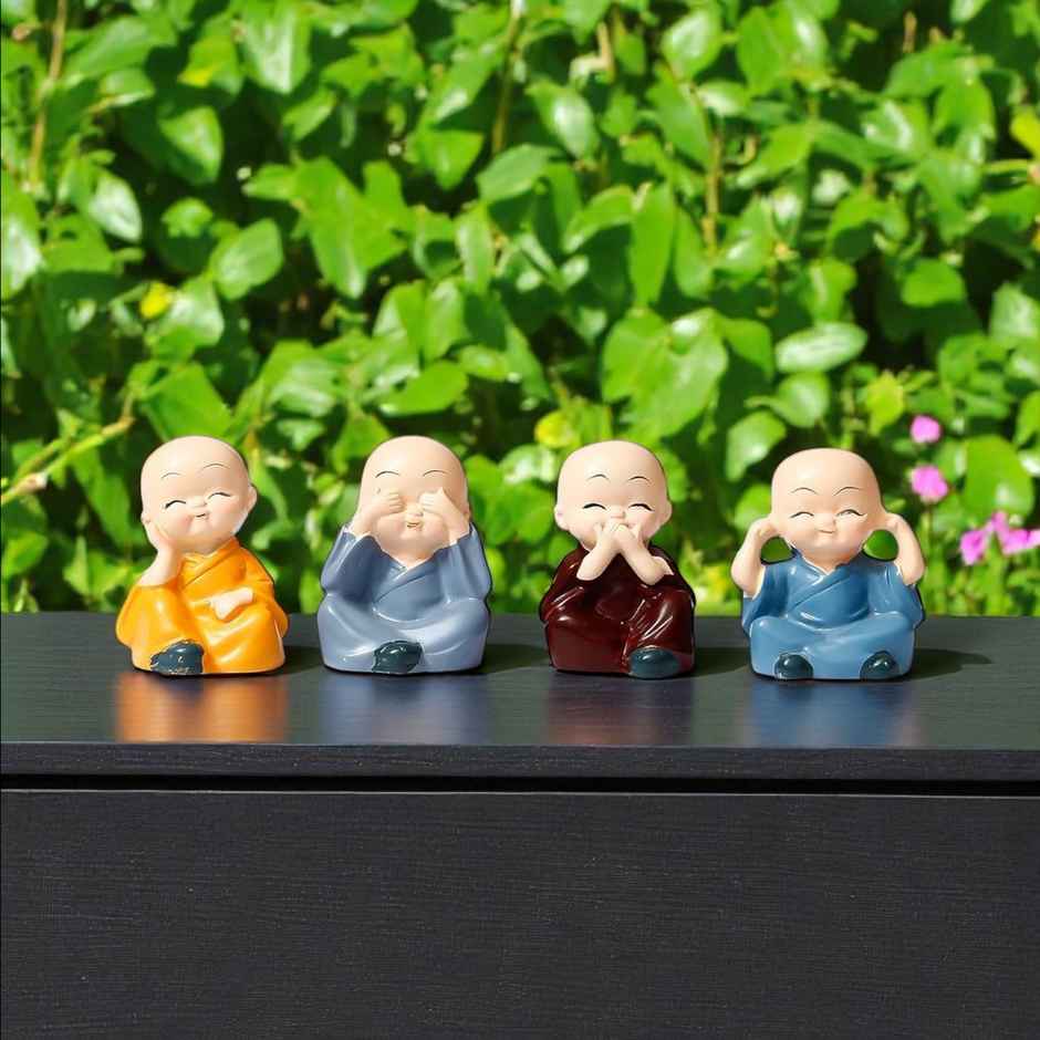 Buddha Figurines, 4 Monks for Home & Feng Shui Decor | Perpetual