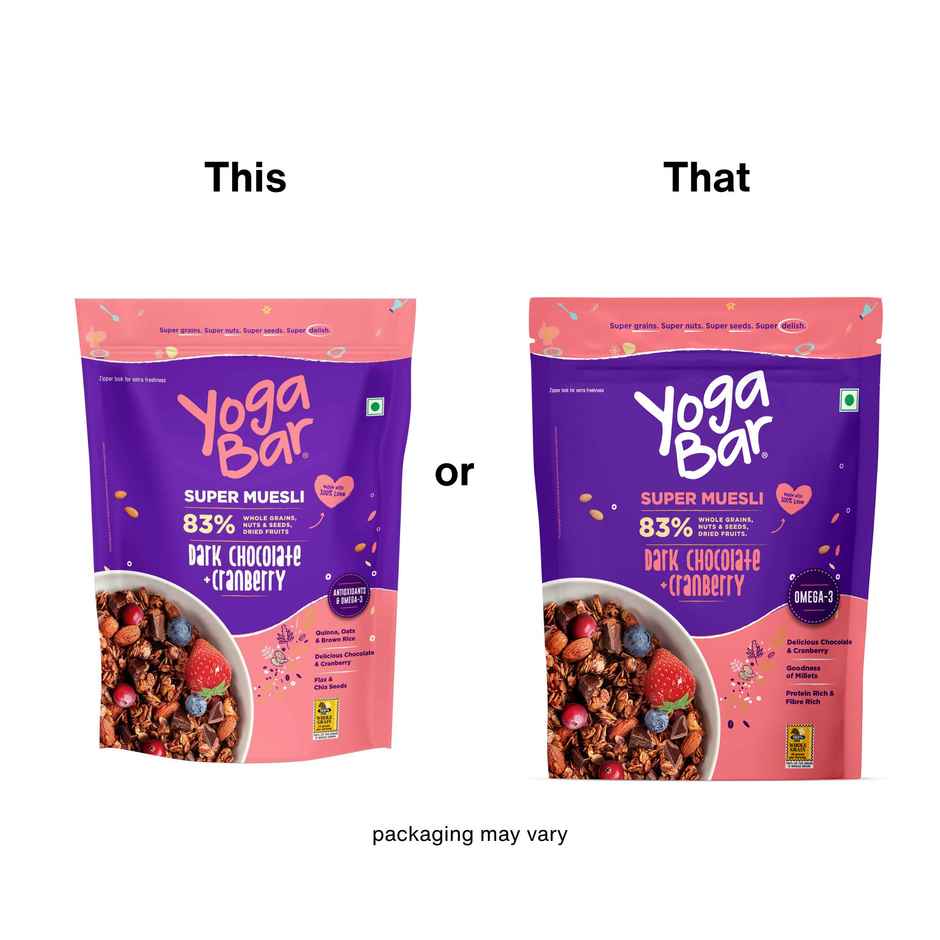 Yoga Bar Muesli Dark Chocolate & Cranberry,Breakfast Cereals, Protein Granola, Gluten Free