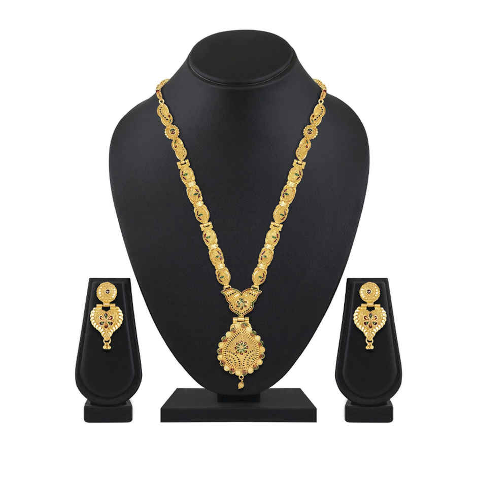 Shining Diva Fashion Latest Design One Gram Gold Plated Jewellery Set for Women and Girls 11503s