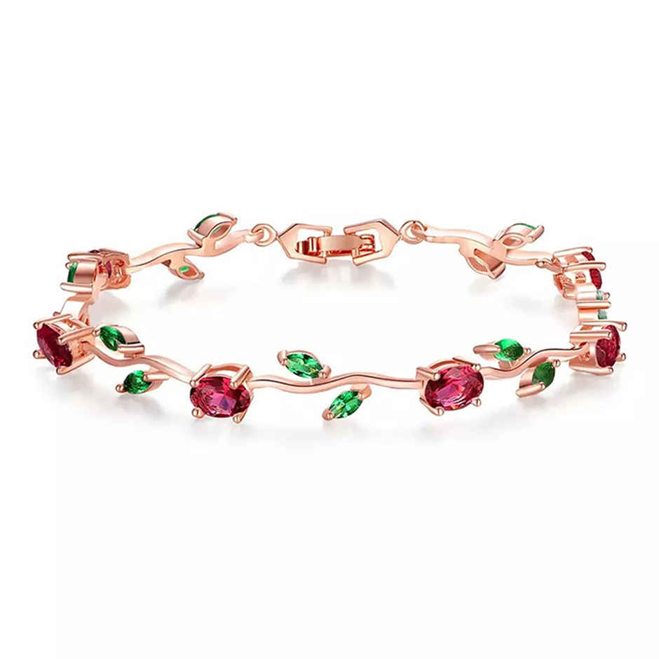 Shining Diva Fashion Multicolour Rose Gold Cubic Zirconia Stylish Bracelet for Women | 9959b