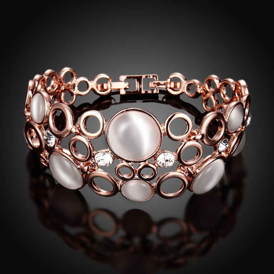 Shining Diva Fashion 18k Rose Gold Classic Femme Opal Stylish Bracelet for Girls and Women | 9574b