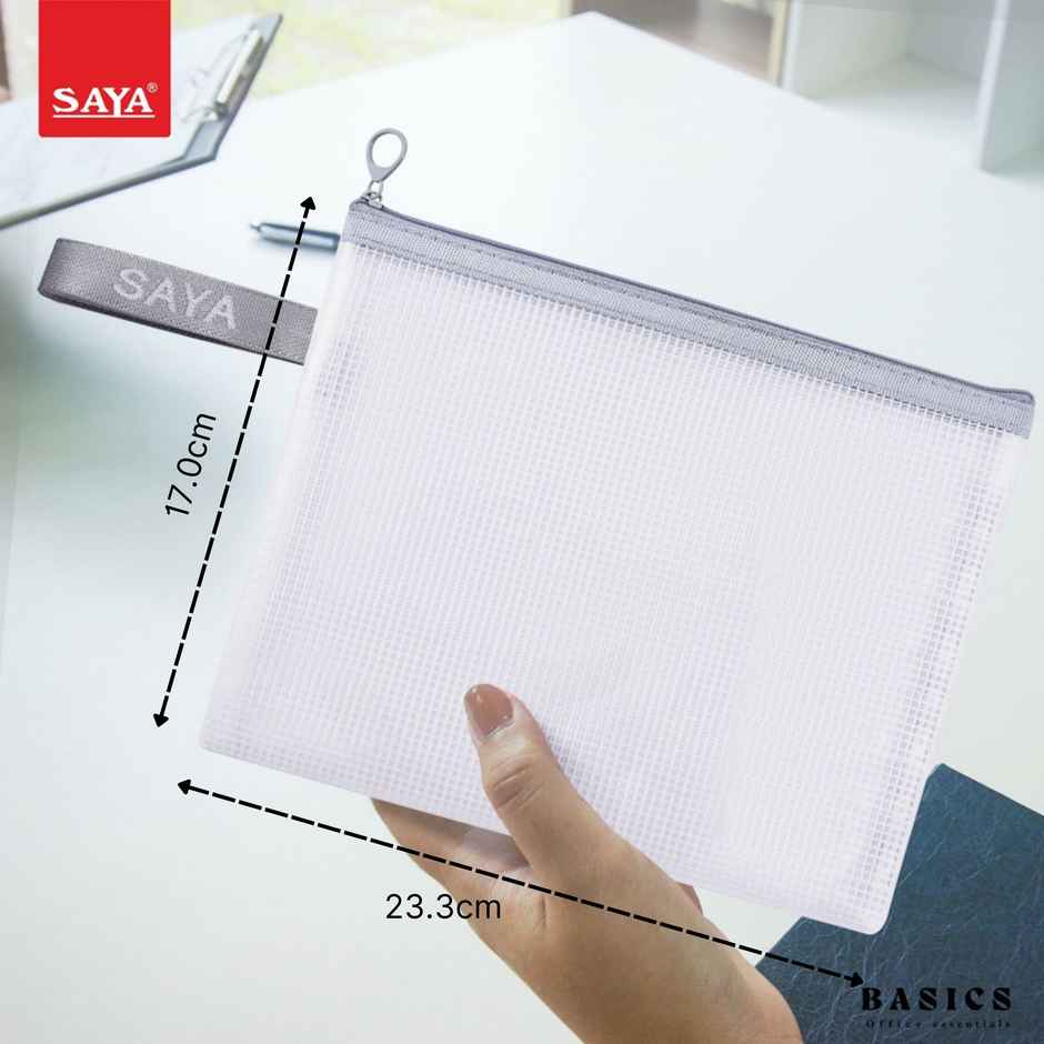 Saya A5 Waterproof Zipper Pouch - EVA Mesh Storage Bag for Documents | Assorted