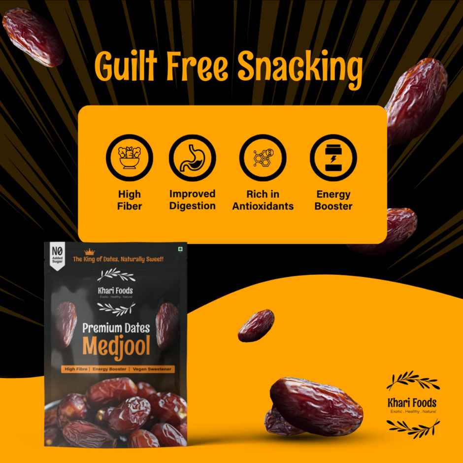 Khari Foods Premium Medjool Dates | Energy Boost Khajur, Dry Fruit Soft Khajoor