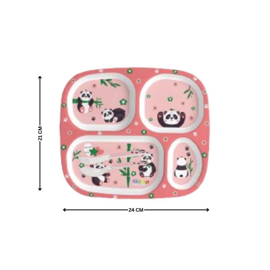 Cello Kidzbee Quadmeal Bamboo Buddies Melamine Meal Set for Kids | Set of 3, Peach