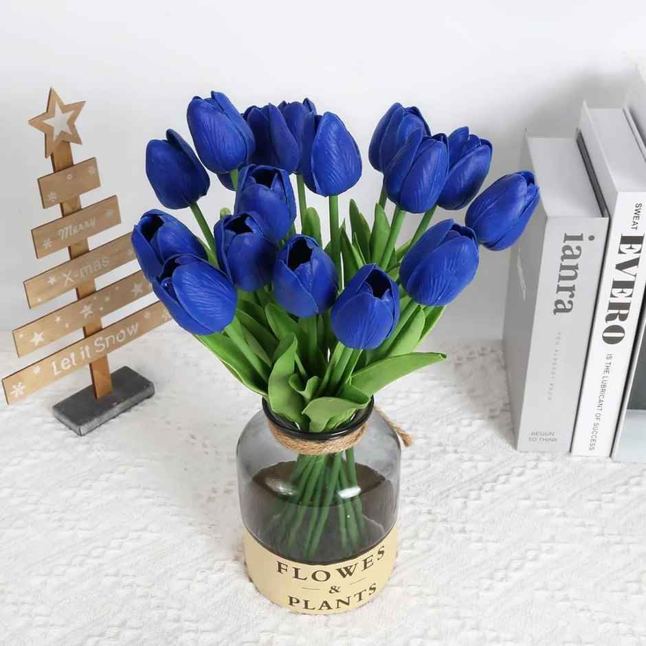 Tied Ribbons Set Of 5 Artificial Tulip Flowers Bunches Without Vase