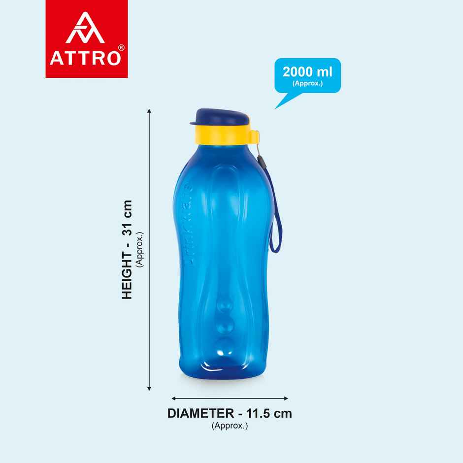 Attro Drinkware Gym 2-Liter BPA-Free Water Bottle with Leak-Proof & Easy to carry Nylon Strap Blue