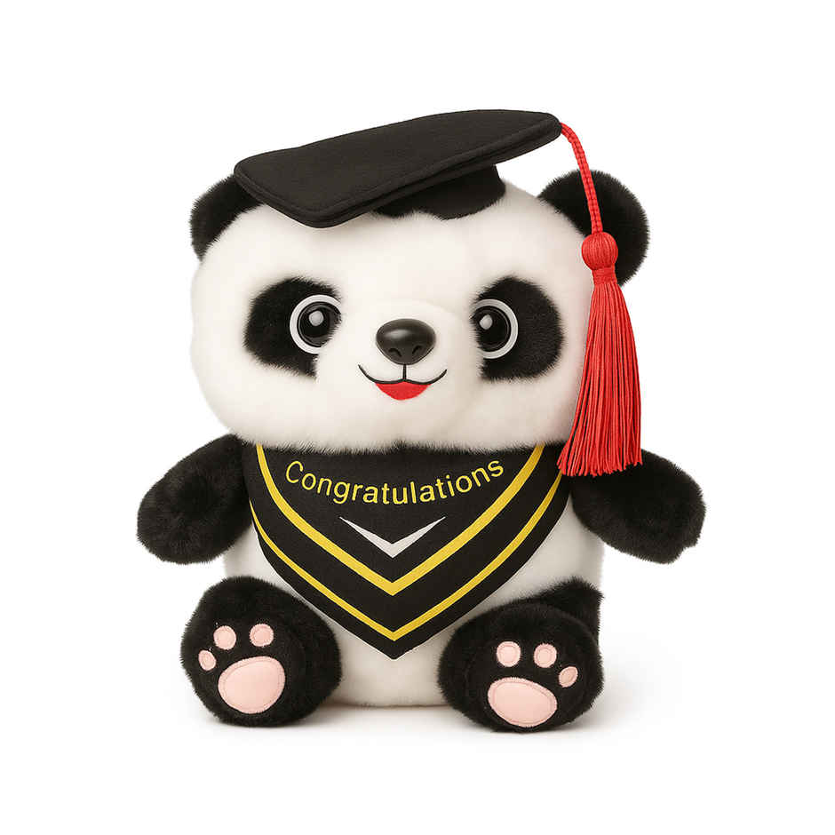 Spanker Graduation Panda Cute Plush Panda with Cap - 21 cm