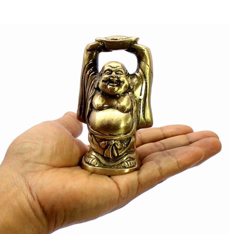 Devnidhii Laughing Buddha for Good Fortune and Money in Gold Polish