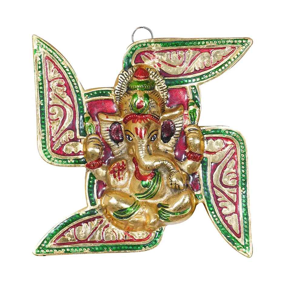 Ganesh Ji on Meenakari Swastik Wall Hanging | Devnidhi
